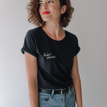 Load image into Gallery viewer, Doubt Shmout Scoop Neck Tee with Rolled Sleeves