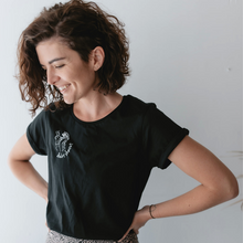 Load image into Gallery viewer, Doubt Shmout Scoop Neck Tee with Rolled Sleeves

