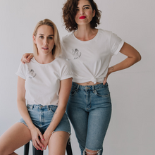Load image into Gallery viewer, Doubt Shmout Scoop Neck Tee with Rolled Sleeves

